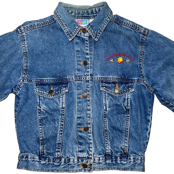 Vintage 90’s Pooh Disney Embroidered Pooh Jean Jacket size Medium✨ - Picture 4 of 14